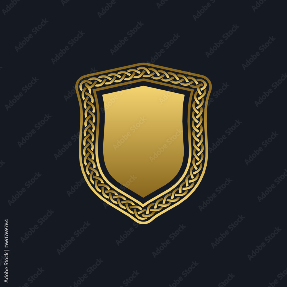 Gold Logo Element Template with Elegant Chain Shield Gold Logo Element Template with Elegant Chain Shield