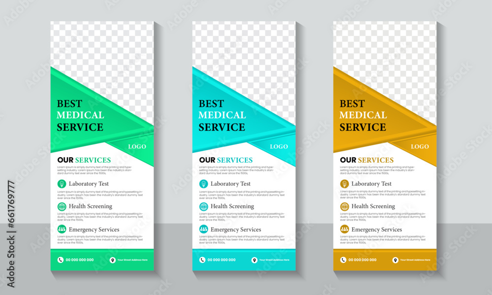 Fototapeta premium new modern abstract medical clinic roll up banner, creative minimal x banner stand for commercial and Multipurpose Use professional design