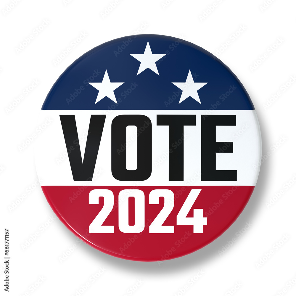 Vote 2024 campaign button - 3d Rendering