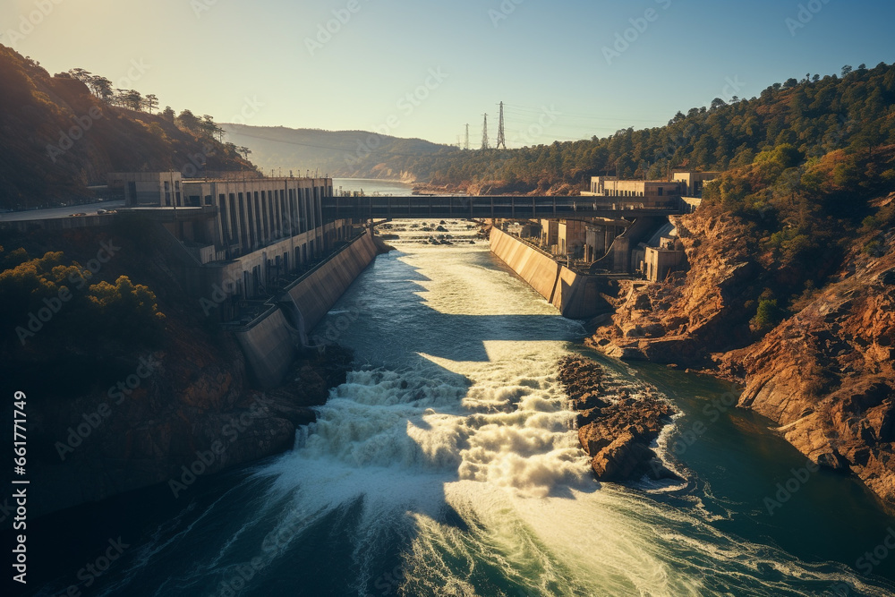Clean energy by hydropower plant from downstream water. Clean energy by hydropower plant from downstream water.