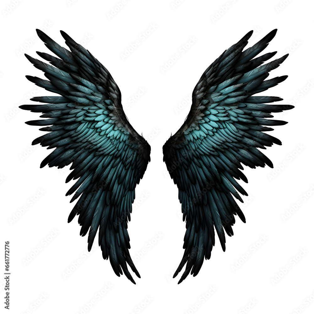 turquoise demon wings isolated on transparent background turquoise demon wings isolated on transparent background
