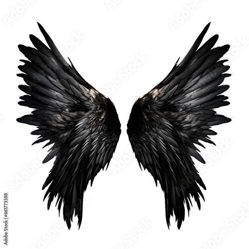 Black demon wings isolated on transparent background
