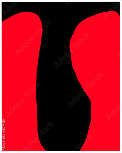 Beauty figure. Abstract minimalist artwork. Red and black.