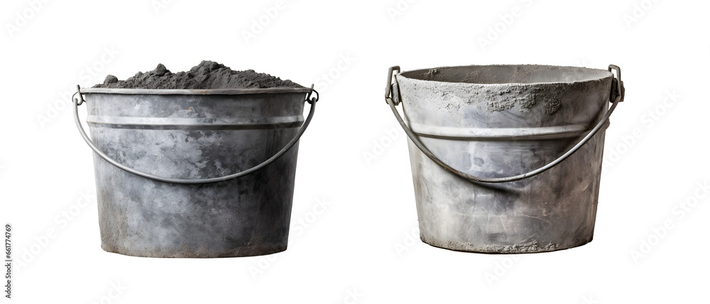 bucket of cement, isolated on transparent background - obrazy, fototapety, plakaty 