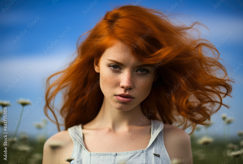 Portrait of a redhead girls in the countryside Portrait of a redhead girls in the countryside