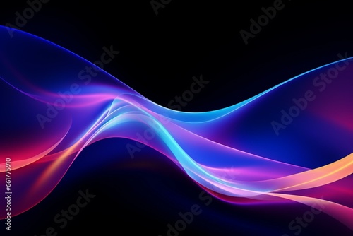 Abstract glow with UV spectrum on colorful background, curvy neon lines. Futuristic energy concept. Generative AI
