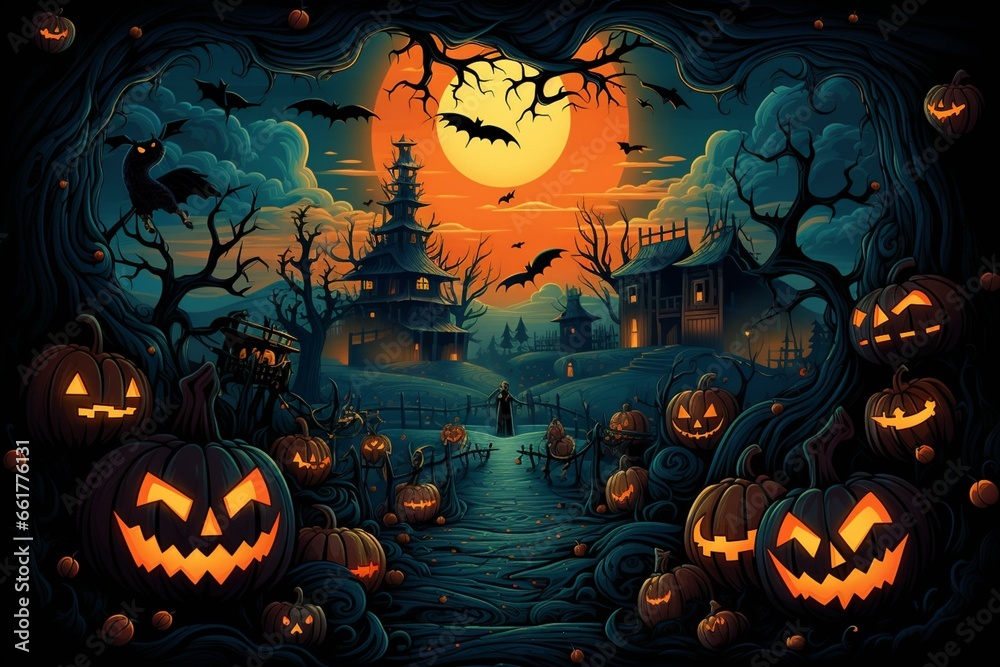 Stunning vibrant Halloween banner. Generative AI