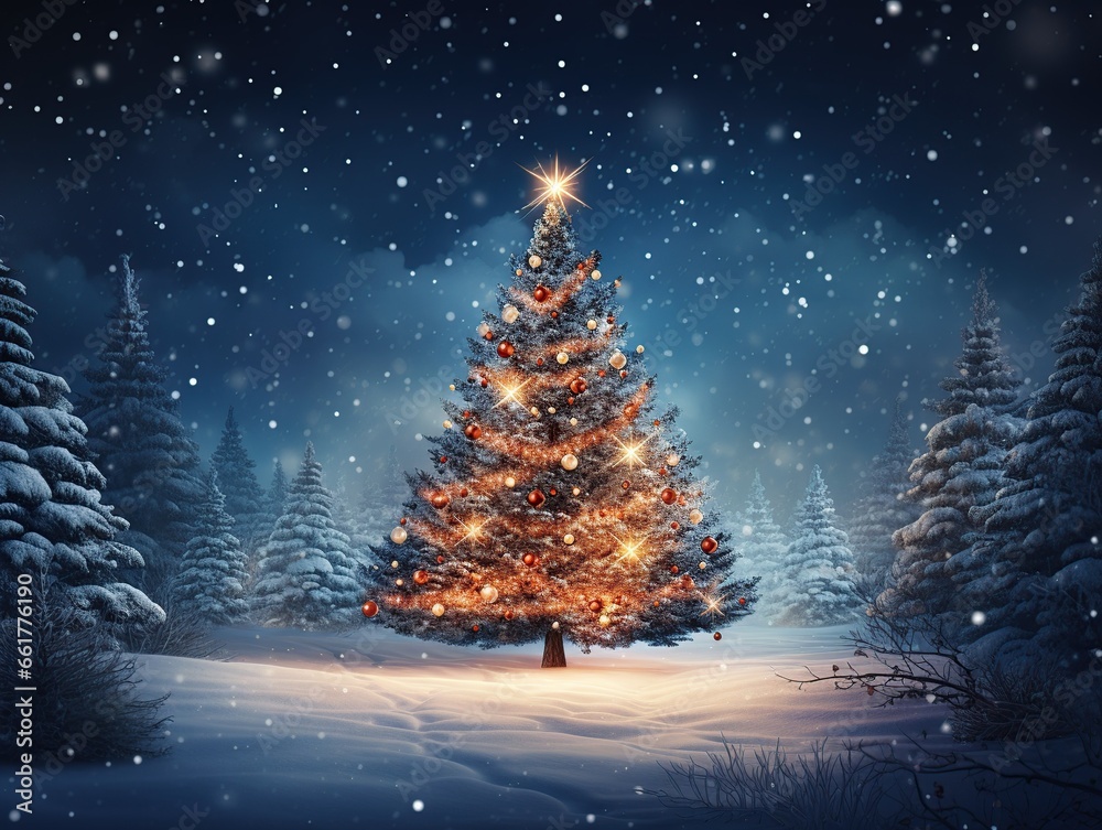 Christmas tree with snow background,merry Christmas background