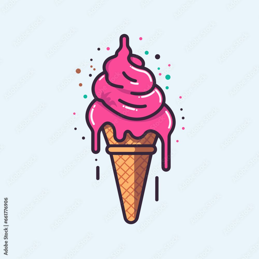 Ice cream hand-drawn comic illustration. Ice cream. Vector doodle style cartoon illustration