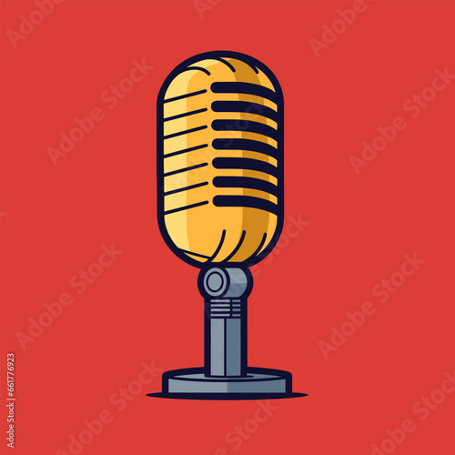 Microphone hand-drawn comic illustration. Microphone. Vector doodle style cartoon illustration