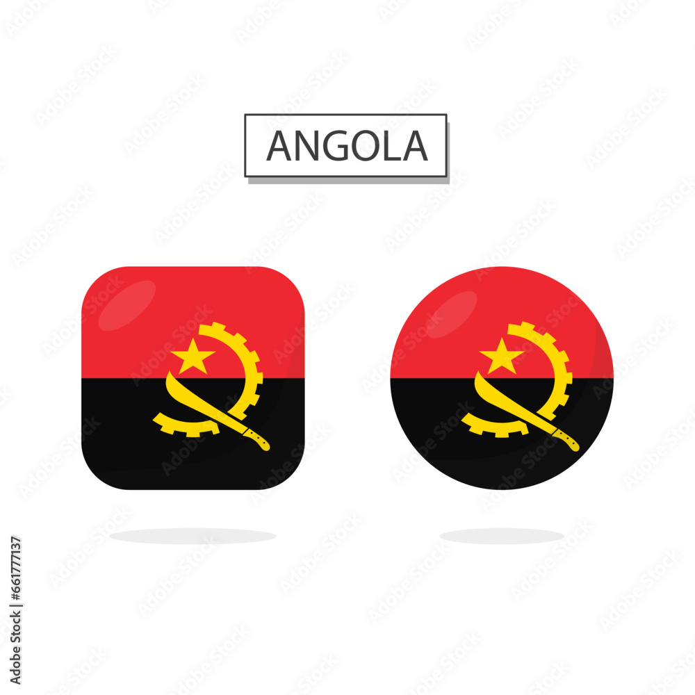 Flag of Angola 2 Shapes icon 3D cartoon style. Flag of Angola 2 Shapes icon 3D cartoon style.