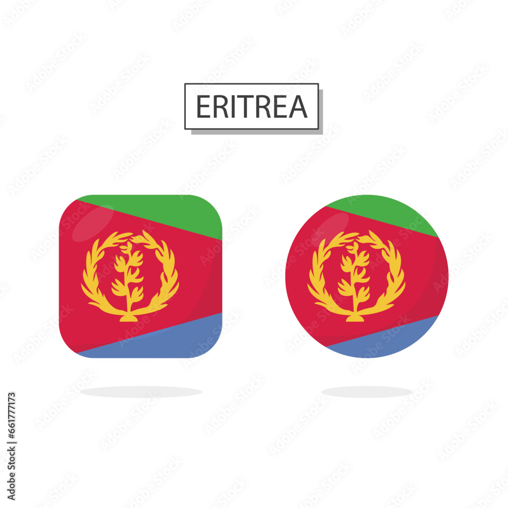 Flag of Eritrea 2 Shapes icon 3D cartoon style. Flag of Eritrea 2 Shapes icon 3D cartoon style.