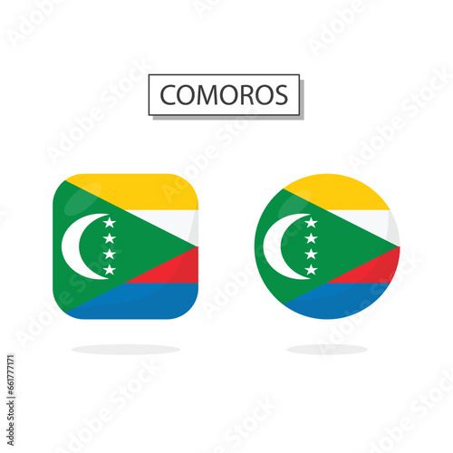 Free Download Flag of Comoros 2 Shapes icon 3D cartoon style. - GFXLoad