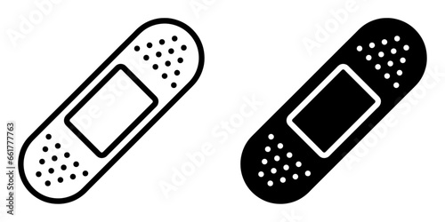 ofvs480 OutlineFilledVectorSign ofvs - band aid vector icon . adhesive plaster sign . medical elastic patch . isolated transparent . black outline and filled version . AI 10 / EPS 10 / PNG . g11823
