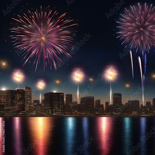 fireworks over the river, Generative AI