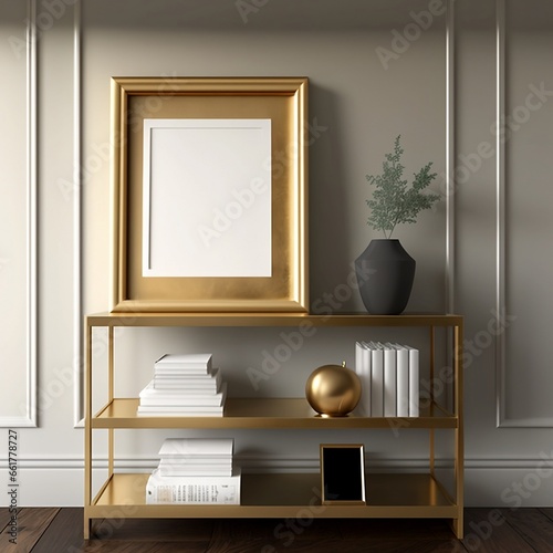 Blank Photo Frame Mockup in Living Room Interior