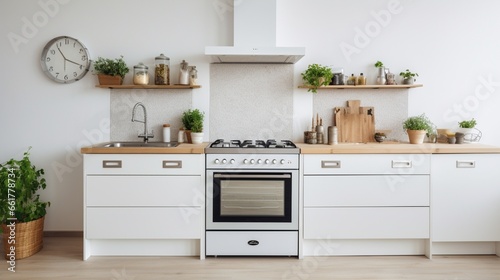 white kitchen with interior generated by AI