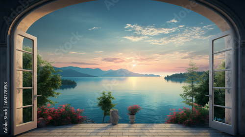 Image of panoramic beautiful sea lake