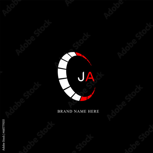 JA logo. J A design. White JA letter. JA, J A letter logo design. Initial letter JA linked circle uppercase monogram logo. J A letter logo vector design.  photo