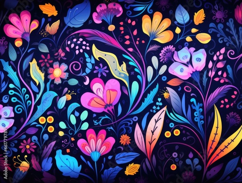 Floral Background  cartoon colorful Floral pattern