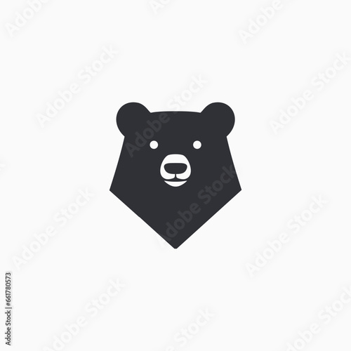 simple modern bold bear head logo vector icon illustration design, isolated in white background
