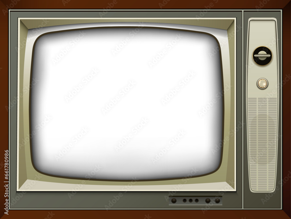 Old television set, retro TV with empty screen.