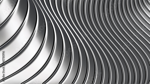 Abstract background  3d silver wavy stripes pattern  interesting striped metallic chrome wallpaper.