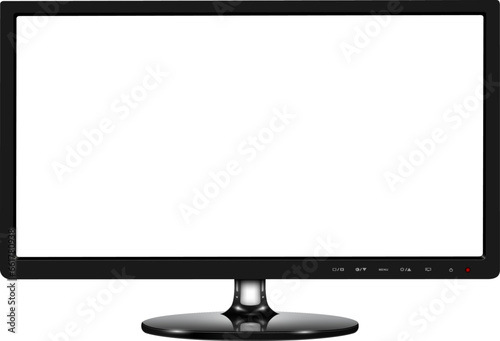 Monitor, TV device empty screen mockup isolated on white.