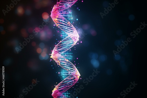 Visual representation of DNA's conceptual structure portrayed through digital illustration. Generative AI photo
