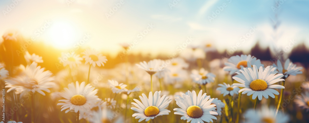 Field of daisies with sunshine Field of daisies with sunshine