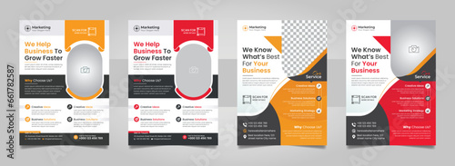 Corporate flyer template set, A4 size multipurpose business annual report colorful cover page design with print ready.