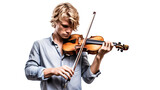 Musicien violoniste, joueur de violon avec transparence, sans background