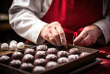 Chocolatier crafting handcrafted peppermint chocolate truffles