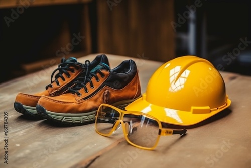 Safety gear for construction work. Generative AI