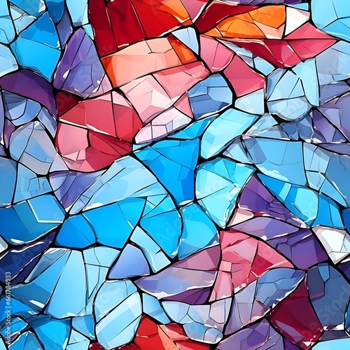 broken glass glassparts - repeating pattern - ai generated 