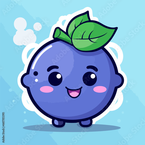 Blueberry. Blueberry hand-drawn comic illustration. Vector doodle style cartoon illustration.