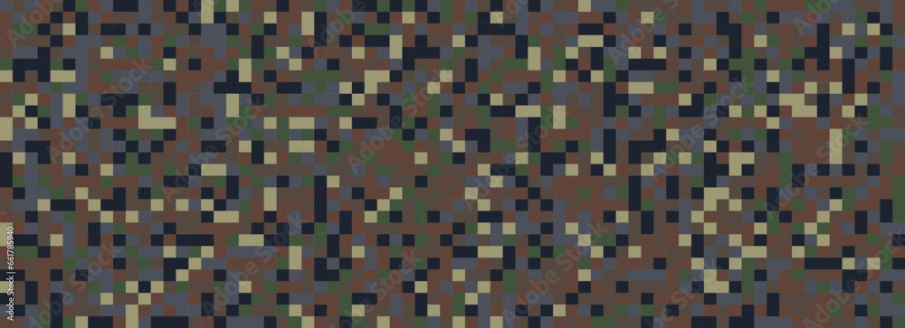 Geometric Banner in Army Camo colors. Retro Pixel Theme Banner. Vector Illustration.
Geometric Banner in Army Camo colors. Retro Pixel Theme Banner. Vector Illustration.