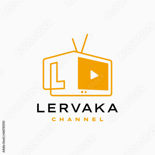 l letter mark channel television tv logo vector icon illustration