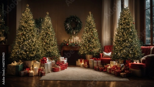 christmas tree with gifts in the christmas decorated room © Love Muhammad