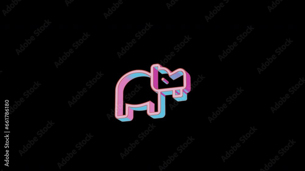 Bright hippo icon is jumping merrily. Retro style. Alpha channel black. Looped from frame 120 to 240, Alpha BW at the end Bright hippo icon is jumping merrily. Retro style. Alpha channel black. Looped from frame 120 to 240, Alpha BW at the end