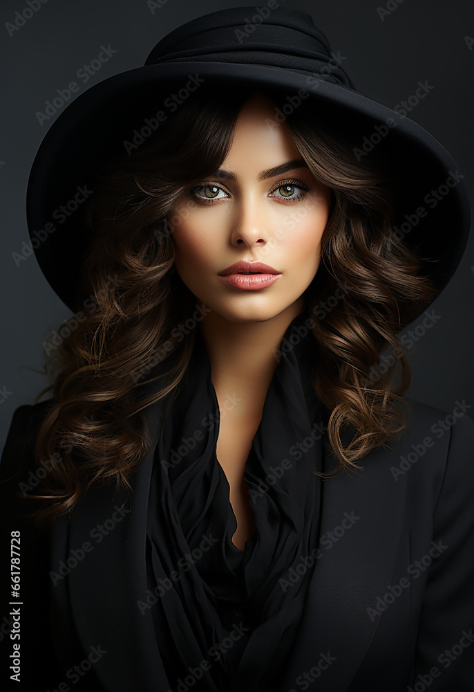 glamor portrait of a stunningly beautiful woman wearing a hat glamor portrait of a stunningly beautiful woman wearing a hat