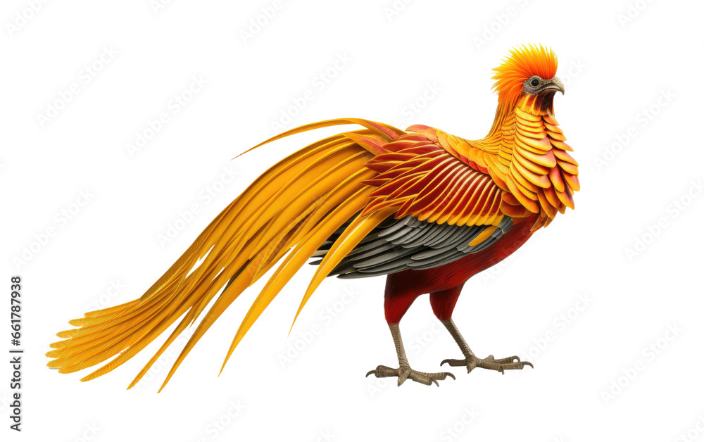 3D Golden Pheasant Cartoon Image on isolated background