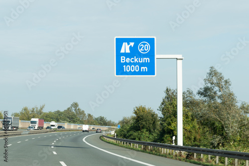 Autobahn 2, Ausfahrt 20, Beckum in Richtung Hannover