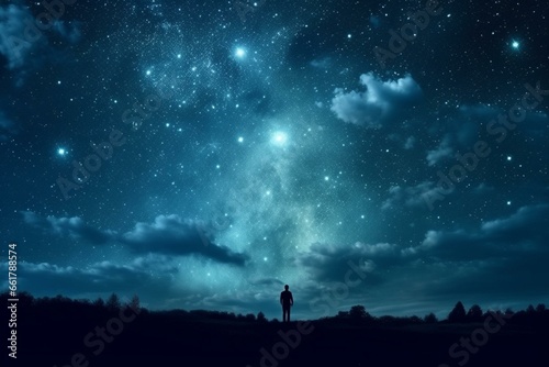 Starry sky and full moon background at the magical hour, wallpaper, portrait. Generative AI