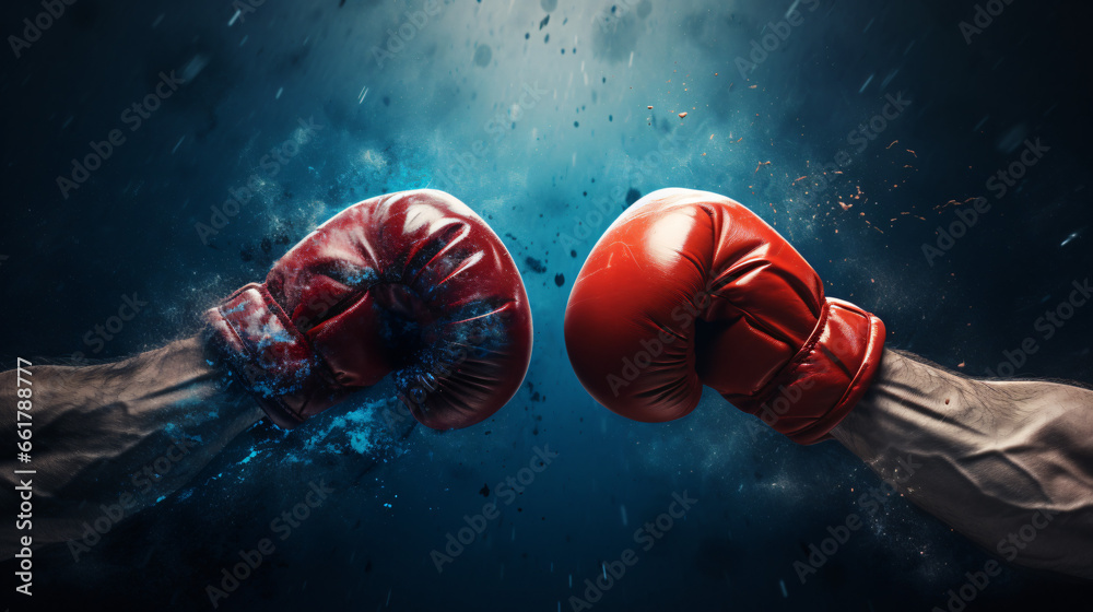 Boxing gloves in red and blue