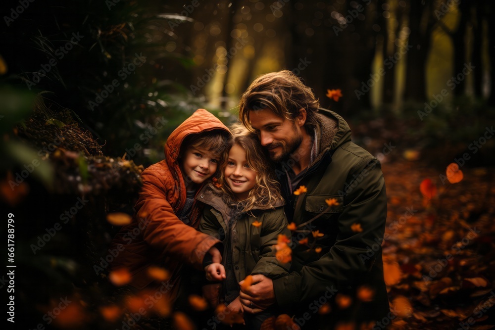 Family outdoor nature session. Stock photography. Father and kids. Warm love pure emotions. Family outdoor nature session. Stock photography. Father and kids. Warm love pure emotions.