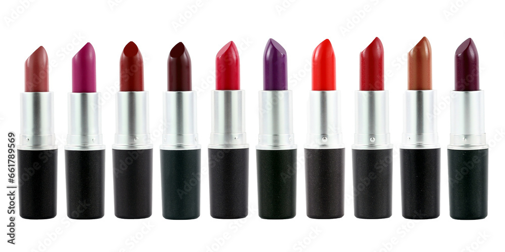 Obraz premium Multiple Color Lipsticks Collection in White Background Graphic - Cosmetics Product