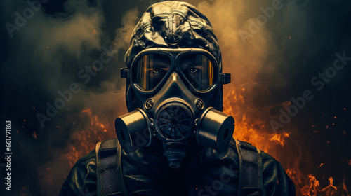 Man gas mask photo