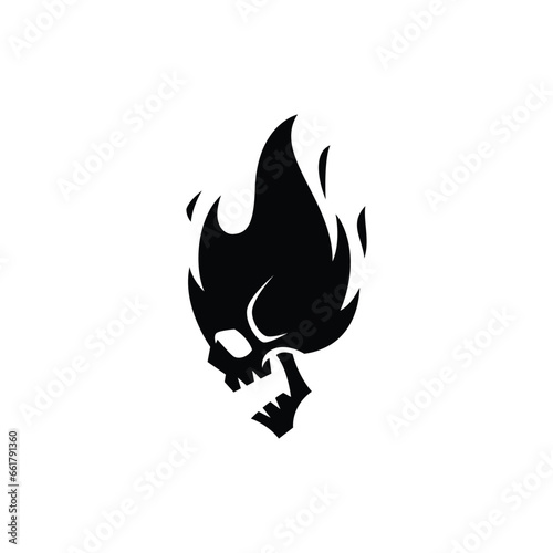 fire skull logo vector icon illustration