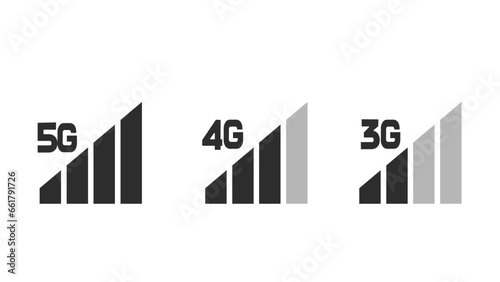 Third fourth and fifth generation signal reception and strength icon sheet